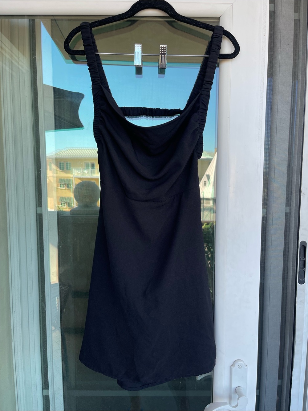 Black Ruched Strap Dress - Women